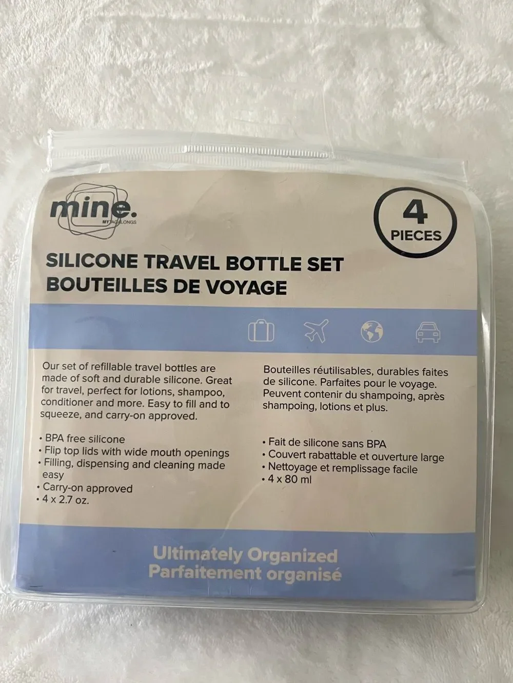 mine Light Blue Silicone Travel Bottle 4 piece Set
